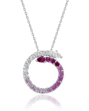Suzy Levian 2.00 Ct. Tw. Diamond & Sapphire Circle Journey Pendant - Pink