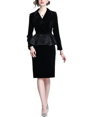 DZA 2Pc Blazer & Skirt Set - Black