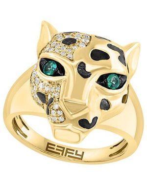 Effy Fine Jewelry 14K 0.35 Ct. Tw. Diamond & Emerald Ring - Metallic