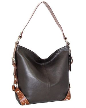 Nino Bossi Moda Milano Hobo Genuine Leather Bucket Bag - Black