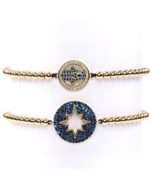 Eye Candy LA 24k Gold Plated Cz Night Bracelet Duo - White