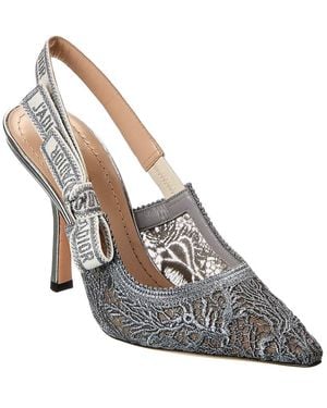 Dior J'A Lace & Leather Slingback Pump - White