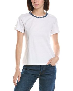 Cece Denim Chain Neck T-Shirt - White