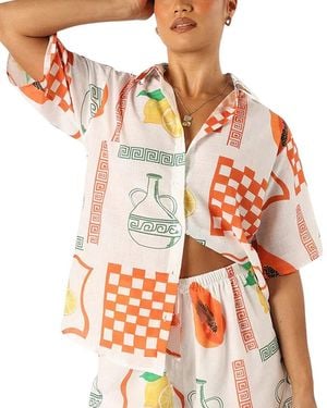 AMINA GLAM 2Pc Shirt & Short Set - Orange
