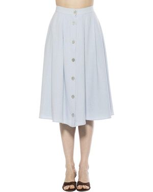 Alexia Admor Maya Linen-Blend Midi Skirt - Blue