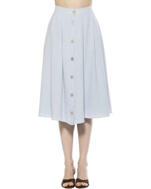 Alexia Admor Maya Linen-Blend Midi Skirt - Blue