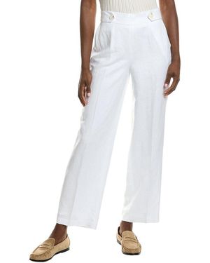 Anne Klein High Rise Linen-Blend Wide Leg Pant - White
