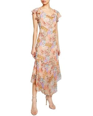 Santorelli Laurel Flutter Sleeve Hi-Lo Midi Dress - Pink