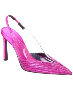 Sergio Rossi X Evangelie Smyrniotaki Satin & Vinyl Slingback Pump - Pink