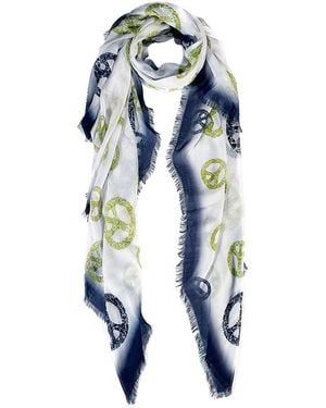 Blue Pacific Peace Silk-Blend Scarf - Blue