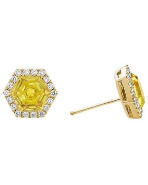 Diamond Select Cuts 14K Diamond .38 Ct. & 2.76 Ct. Citrine Earrings - Metallic