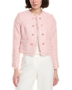 Tahari Petite Casual Wool-Blend Jacket - Pink