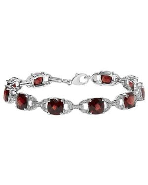 Haus of Brilliance Colourful Gemstones 18.05 Ct. Tw. Diamond & Garnet Link Bracelet - White