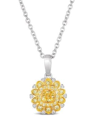 Le Vian Le Vian Platinum & 14K 0.44 Ct. Tw. Diamond & Diamond Drop Pendant Necklace - Metallic