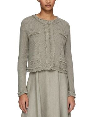 Lafayette 148 New York Textured Stitch Cropped Jacket - Grey