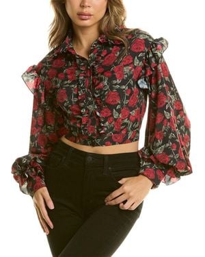 ROKH Rose Print Blouse - Brown