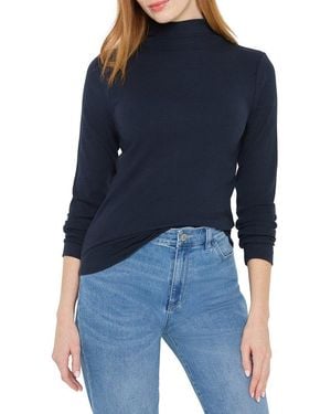 NIC+ZOE Perfect Knit Rib Mock T-Shirt - Blue