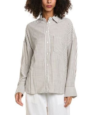 Max Studio Oversized Button-Up Shirt - Grey