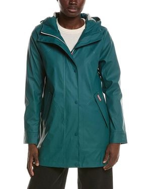 HUNTER Acacia Rubberized Mid Length Rain Jacket - Green