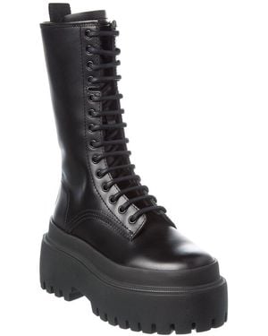 Dolce & Gabbana Leather Combat Boot - Black