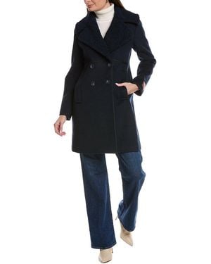 Scotch & Soda Runa Double-Breasted Mid-Length Coat - Blue