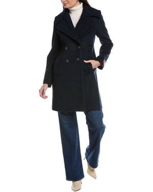 Scotch & Soda Runa Double-Breasted Mid-Length Coat - Blue