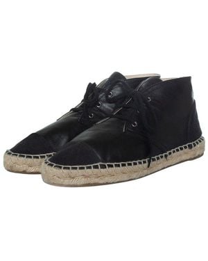 CHANEL Leather High-Top Espadrille Bootie (Authentic Pre-Loved) - Black