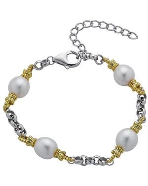 Belpearl Plated 9-10Mm Pearl Rolo Chain Bracelet - Metallic