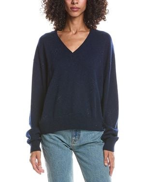 Brodie Cashmere Stargazer Hotfix V-Neck Cashmere Jumper - Blue