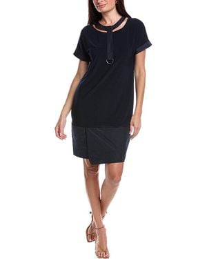 Joseph Ribkoff Mixed Media Cutout Shift Dress - Blue