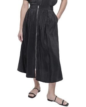DKNY Tech Poplin Zip Front Skirt - Blue