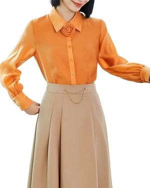 VERA DOLINI 2Pc Top & Skirt Set - Orange