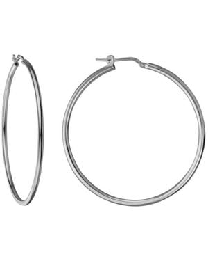 Italian Silver Round Tube Hoops 2Mm X 54Mm - Metallic