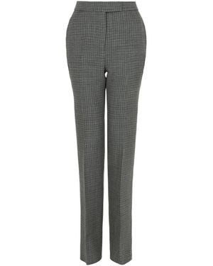 Ferragamo Wool Houndstooth Trouser - Grey