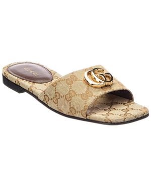 Gucci Gg Canvas Sandal - White