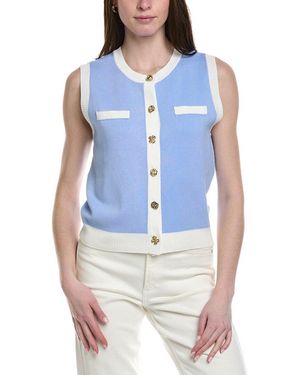 Ellen Tracy Button Front Vest - Blue