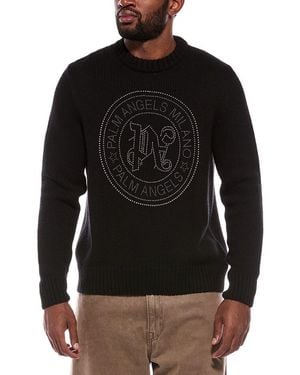Palm Angels Wool & Cashmere-Blend Crewneck Jumper - Black