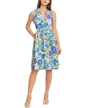 Maggy London Tie Neck Dress - Blue
