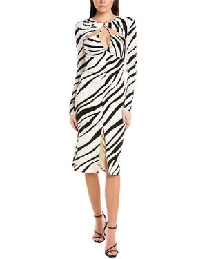 Et Ochs Eleanor Cutout Ruched Zebra-print Stretch-jersey Midi Dress - White