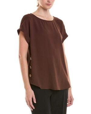 Jones New York Button Detail Blouse - Brown