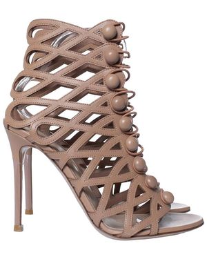 Gianvito Rossi Leather Caged Heel (Authentic Pre-Loved) - Brown