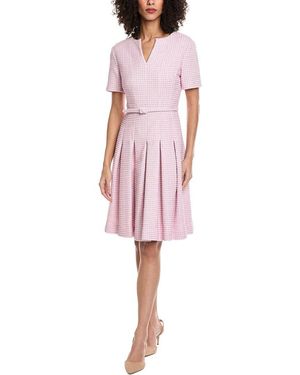 Oscar de la Renta Small Lurex Check Tweed A-Line Dress - Pink