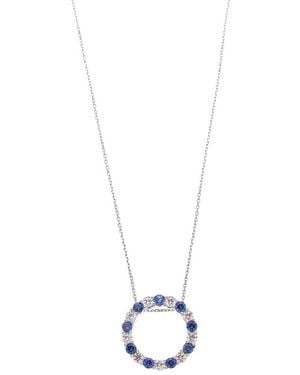 Suzy Levian Diamond & Sapphire Open Circle Necklace - White