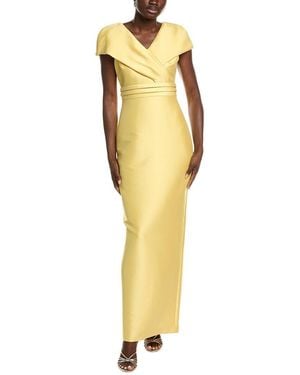 Badgley Mischka Wrap Shoulder Gown - Yellow