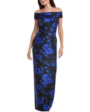 Teri Jon Printed Maxi Dress - Blue