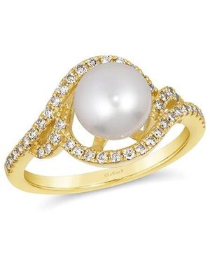 Le Vian Pearl 14K 0.31 Ct. Tw. Diamond & Pearl & 8-9Mm Pearl Ring - Metallic