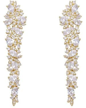 Rachel Glauber 14K Diamond Cz Dangle Earrings - White