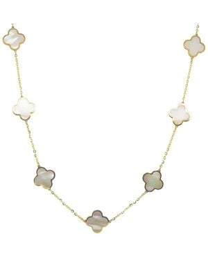 Italian Gold 14K Pearl Big Clover Necklace - Natural