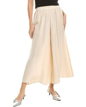 Eileen Fisher Cropped Silk Wide Leg Pant - Natural