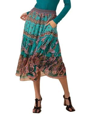 Hale Bob Maliyah Silk-Blend Skirt - Green
